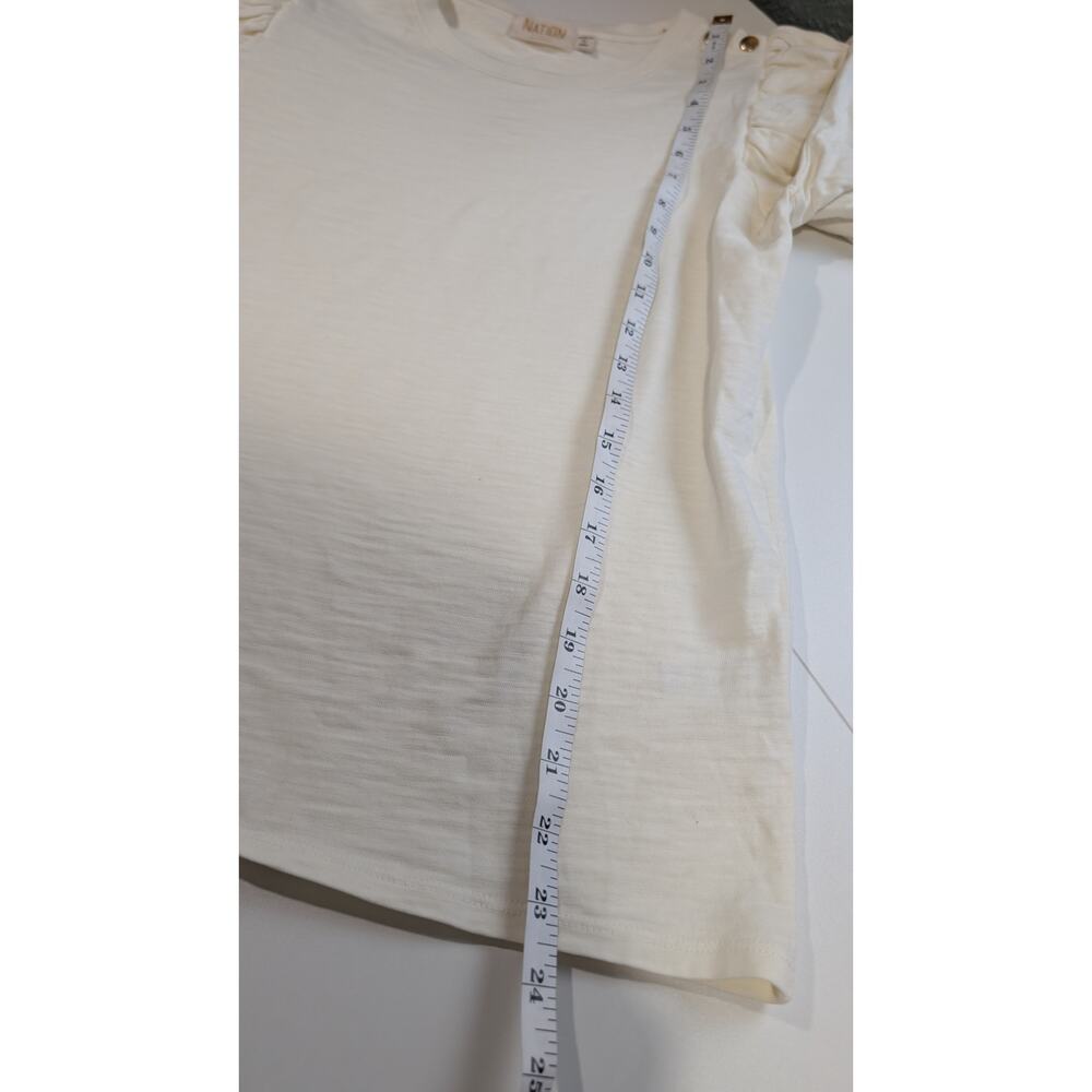 Nation LTD Krista Feminine Party Tee in Off White Size Small Puff Sleeve Cotton - Picture 9 of 10